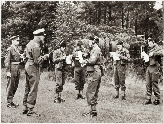 Framed Print : Lieut.Colonel Roy, commanding the Wellington College cadet force, inspects the signals section during a training section. Date: 1959 Framed Print : Lieut.Colonel Roy, commanding the Wellington College cadet force, inspects the signals section during a training section. Date: 1959