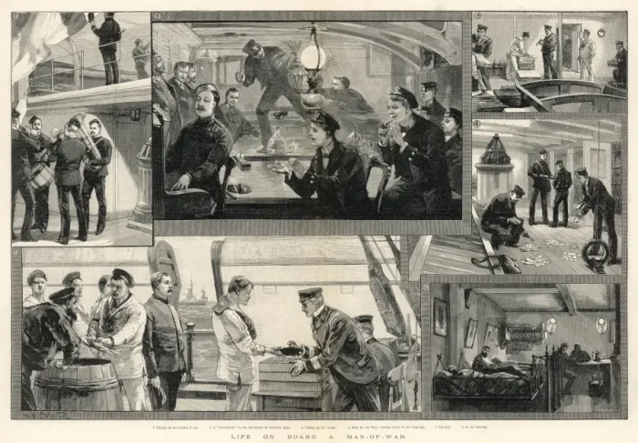 Framed Print : Life on board a man-of-war