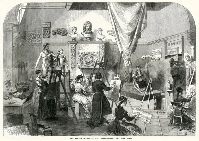 Framed Print : Life class at the Royal Female School of Art 1868