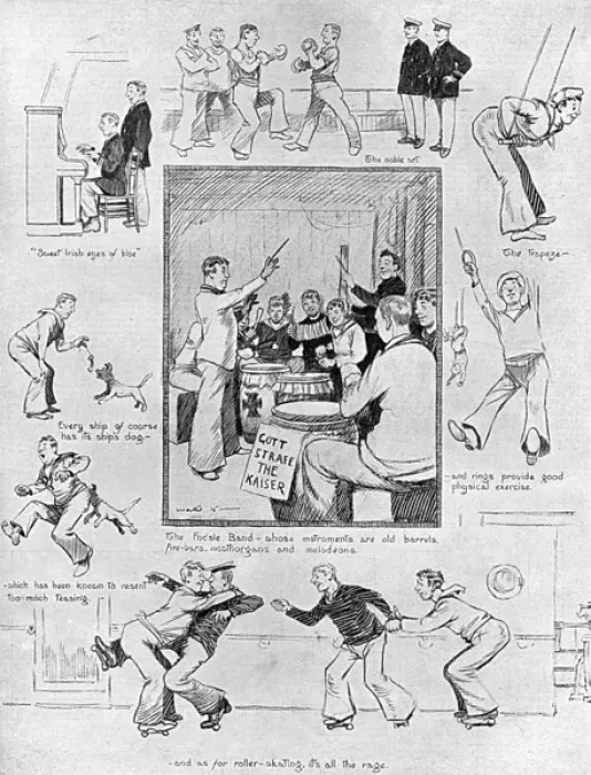 Framed Print : Lighter side of Life on an Armed Liner, WW1 by Arthur Watts