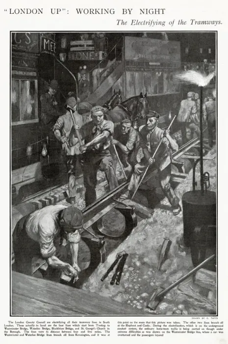 Framed Print : Four lines in South London are being fitted with trams by the London County Council Framed Print : Four lines in South London are being fitted with trams by the London County Council