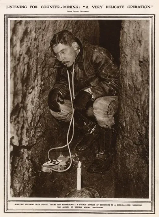 Framed Print : Listening for counter-mining in the First World War Framed Print : Listening for counter-mining in the First World War