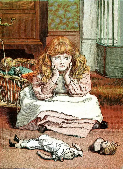 Framed Print : Little Girl Broken Doll 1888 Iln Import 21 Dec
