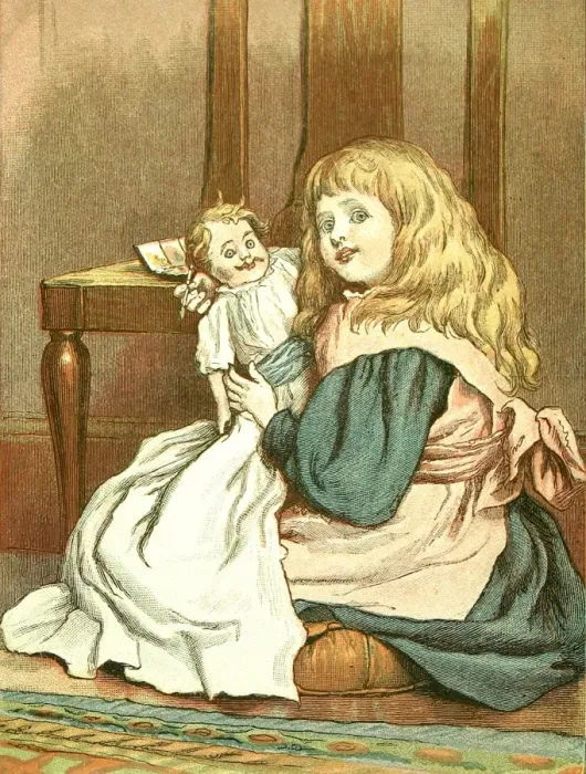 Framed Print : Little Girl playing with her doll, 1888 Framed Print : Little Girl playing with her doll, 1888