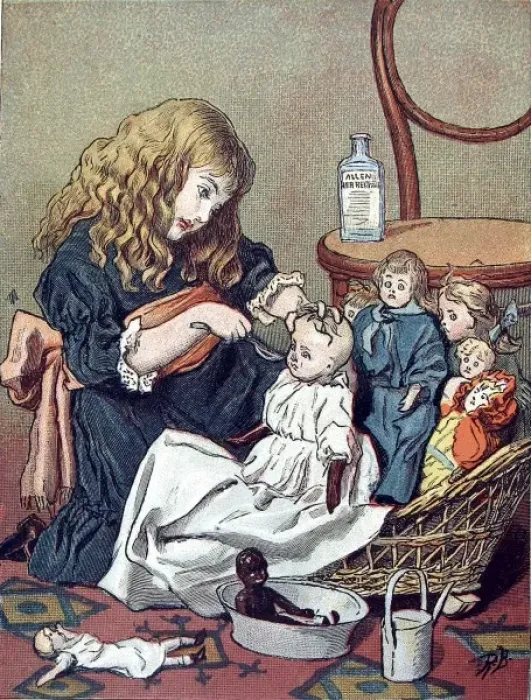 Framed Print : Little Girl Playing with her Dolls, 1888 Framed Print : Little Girl Playing with her Dolls, 1888