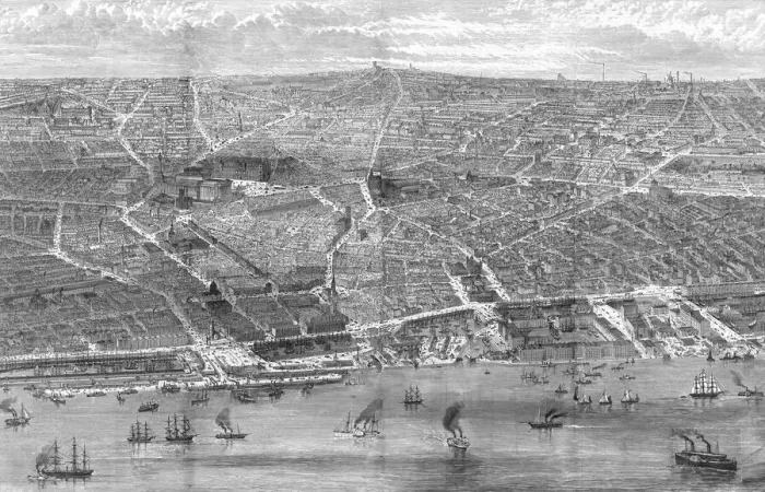 Framed Print : Liverpool birds eye view, 1886 Framed Print : Liverpool birds eye view, 1886