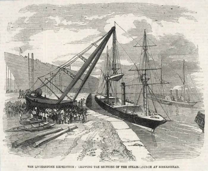 Framed Print : Livingstones steamer in sections at Birkenhead Framed Print : Livingstones steamer in sections at Birkenhead
