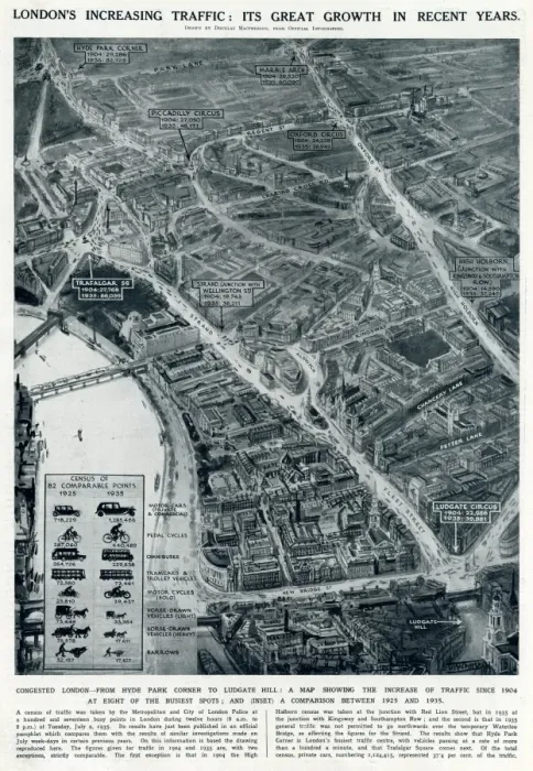 Framed Print : Londons increased traffic in 1936 Framed Print : Londons increased traffic in 1936