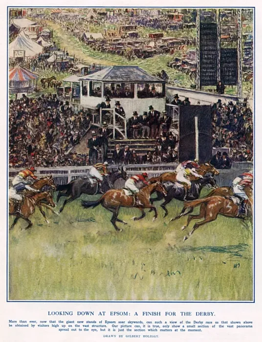 Framed Print : Looking Down at Epsom: A Finish for the Derby Framed Print : Looking Down at Epsom: A Finish for the Derby
