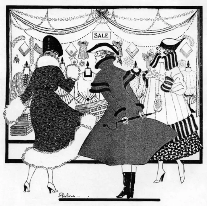 Framed Print : Looking in a shop window during the sales, WW1