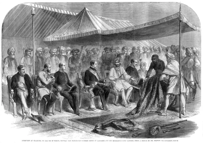 Framed Print : Lord Canning and the Maharajah Rumbeer Singh of Cashmere Framed Print : Lord Canning and the Maharajah Rumbeer Singh of Cashmere