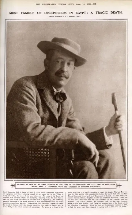 Framed Print : Lord Carnarvon dies: page from The Illustrated London News