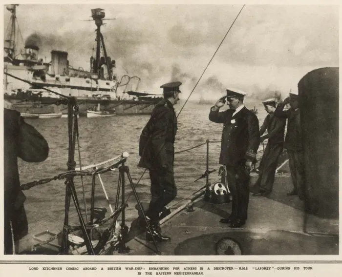 Framed Print : Lord Kitchener embarking for Athens aboard the Destroyer H. M Framed Print : Lord Kitchener embarking for Athens aboard the Destroyer H. M