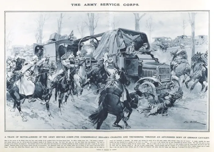 Framed Print : Lorries of Army Service Corps in Great War Deeds, WW1 Framed Print : Lorries of Army Service Corps in Great War Deeds, WW1