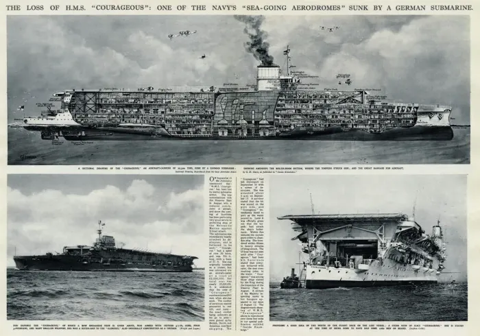 Framed Print : Loss of HMS Courageous by G. H. Davis Framed Print : Loss of HMS Courageous by G. H. Davis