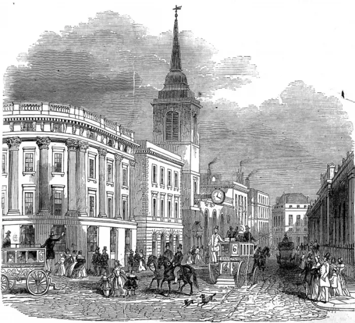 Framed Print : Lothbury Street, London, 1845 Framed Print : Lothbury Street, London, 1845