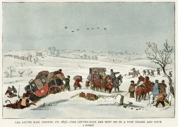 Framed Print : Louth mail in snow 1836 Framed Print : Louth mail in snow 1836