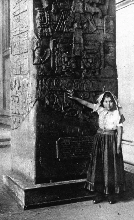 Framed Print : Lubaantun archaeology - native girl in British Museum, 1926