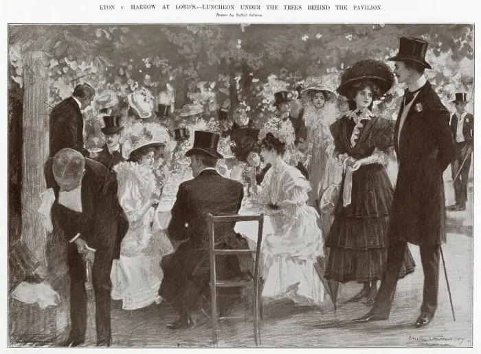 Framed Print : Luncheon under the trees behind the pavilion. Date: 1907 Framed Print : Luncheon under the trees behind the pavilion. Date: 1907