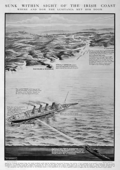 Framed Print : HOW LUSITANIA SANK