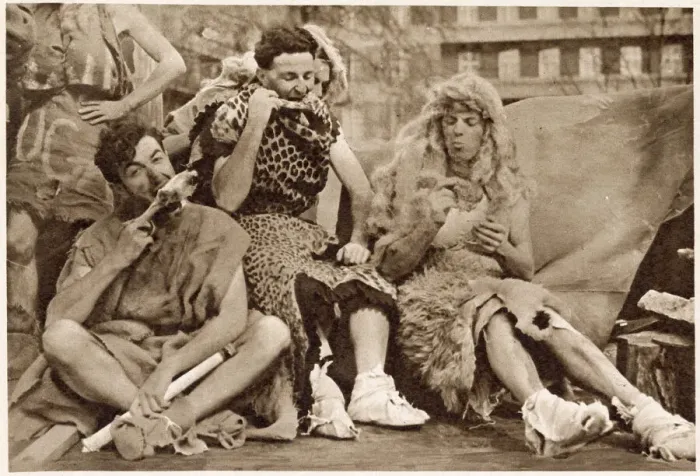 Framed Print : Mac Beardall, Doug Frazer and Dennis Wright dressed as skin-clad savages in Framed Print : Mac Beardall, Doug Frazer and Dennis Wright dressed as skin-clad savages in