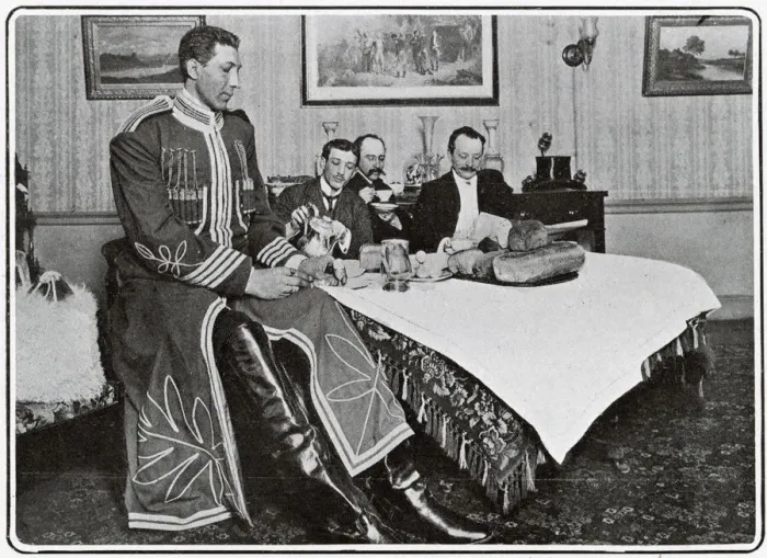 Framed Print : Machnow eating breakfast at the London Hippodrome