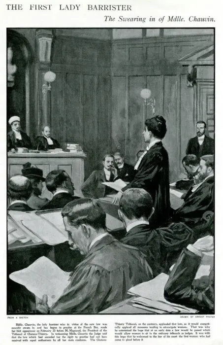 Framed Print : Mademoiselle Chauvin the first female barrister 1901