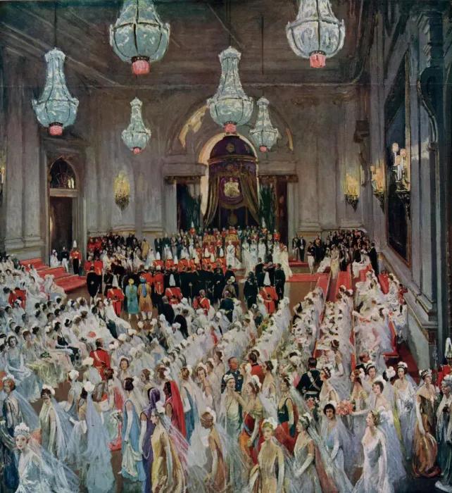 Framed Print : Their Majesties Court by Sir John Lavery Framed Print : Their Majesties Court by Sir John Lavery