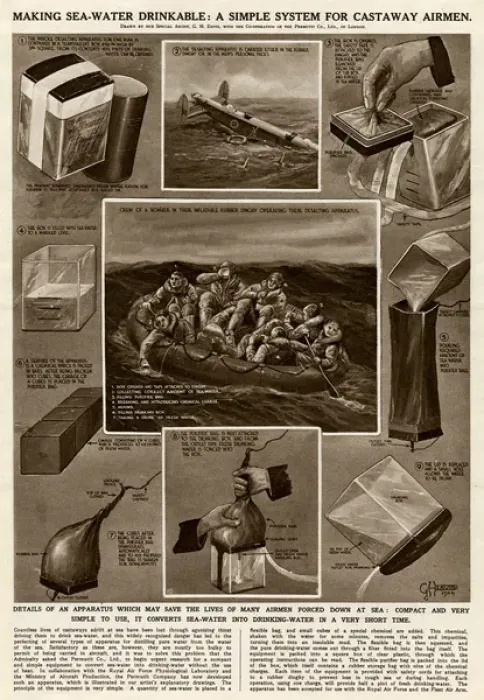 Framed Print : Making sea water drinkable by G. H. Davis Framed Print : Making sea water drinkable by G. H. Davis
