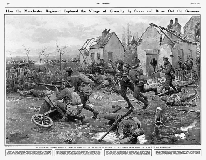 Framed Print : Manchester Regiment capture Givenchy 1914