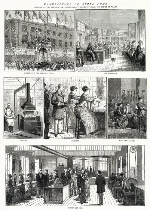 Framed Print : Manufacture of Steel Pens, Birmingham 1874 Framed Print : Manufacture of Steel Pens, Birmingham 1874