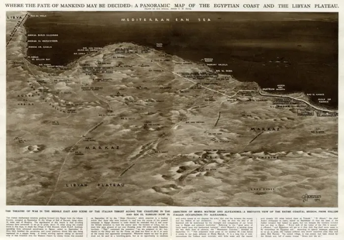 Framed Print : Map of Egyptian coast and Libyan plateau by G. H. Davis