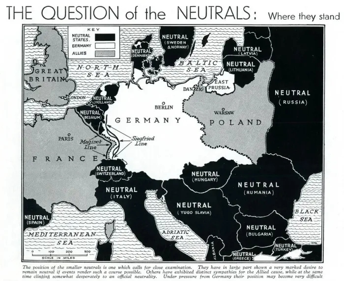Framed Print : Map of Europe showing WW2 alliances, September 1939 Framed Print : Map of Europe showing WW2 alliances, September 1939