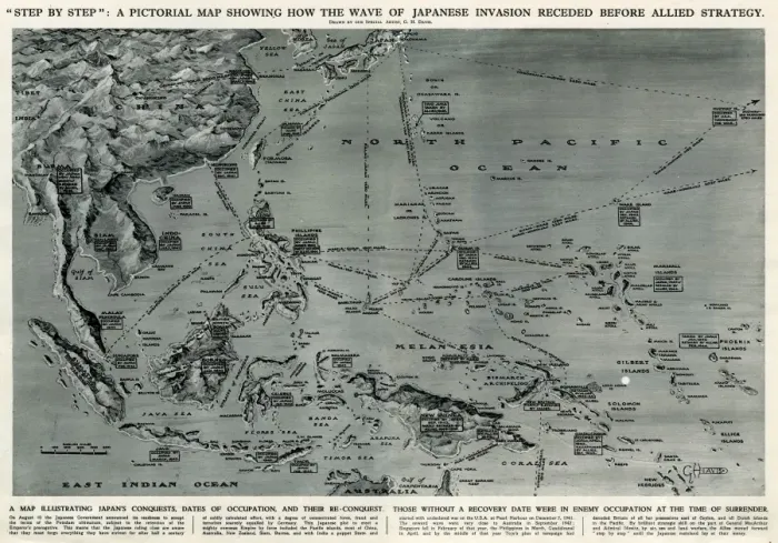 Framed Print : Map of Japanese invasion receding by G. H. Davis Framed Print : Map of Japanese invasion receding by G. H. Davis