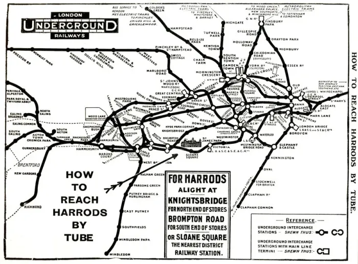 Framed Print : Map of London Underground railway, for Harrods Framed Print : Map of London Underground railway, for Harrods