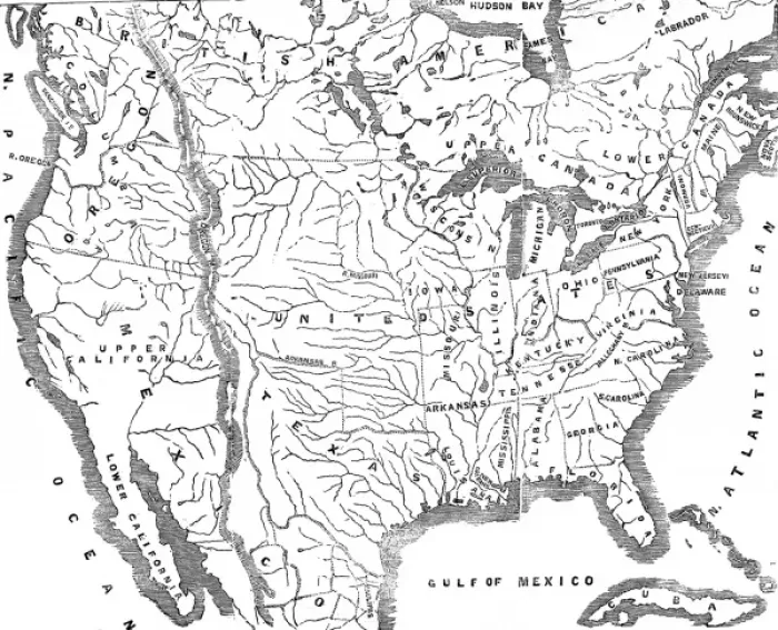 Framed Print : Map of North America, 1845