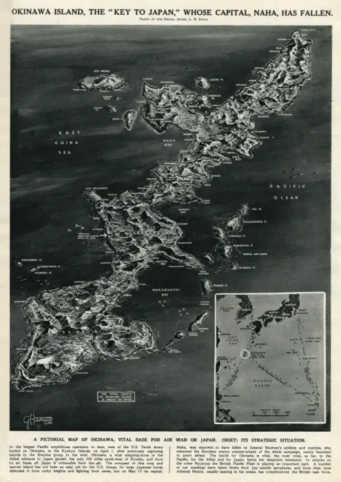Framed Print : Map of Okinawa island by G. H. Davis Framed Print : Map of Okinawa island by G. H. Davis