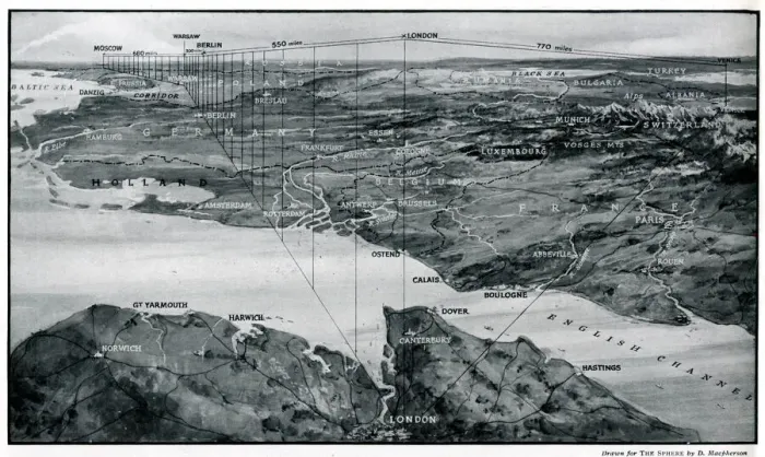 Framed Print : Map showing the distances between cities 1939 Framed Print : Map showing the distances between cities 1939