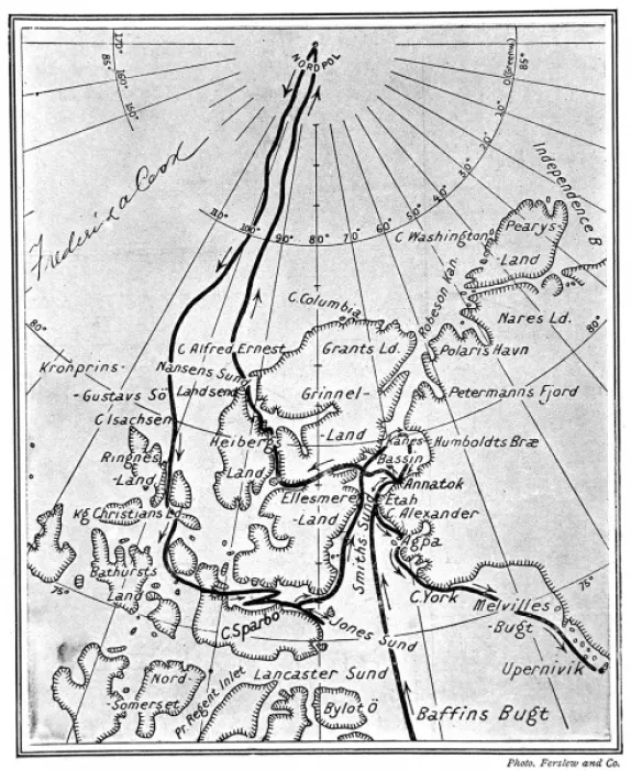 Framed Print : Map showing Dr. Frederick Cooks route to the North Pole, 19 Framed Print : Map showing Dr. Frederick Cooks route to the North Pole, 19