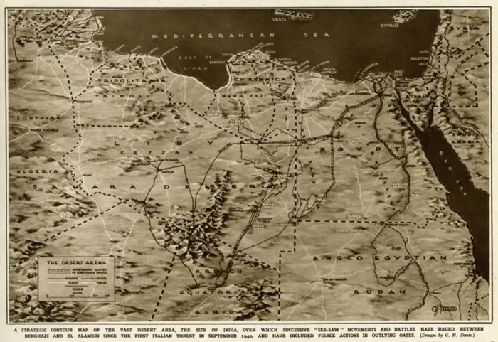 Framed Print : Map of the war in North Africa by G. H. Davis Framed Print : Map of the war in North Africa by G. H. Davis