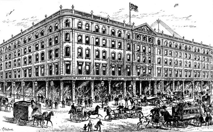 Framed Print : Maple & Company, Tottenham Court Road, London, 1893 Framed Print : Maple & Company, Tottenham Court Road, London, 1893