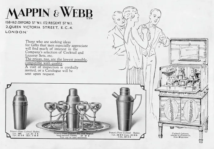Framed Print : Mappin & Webb cocktail set advertisement Framed Print : Mappin & Webb cocktail set advertisement