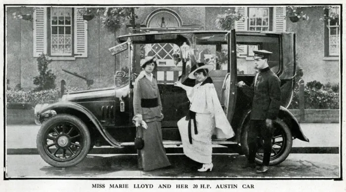 Framed Print : Marie Lloyd, entertainer, and her 20 hp Austin car