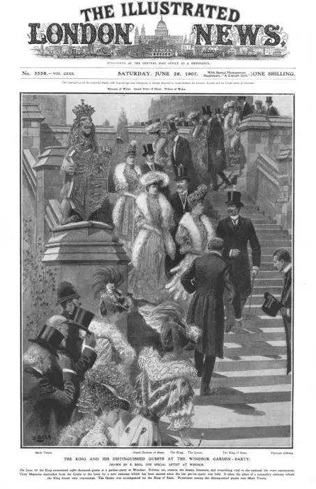 Framed Print : Mark Twain meets Edward VII and Queen Alexandra, 1907 Framed Print : Mark Twain meets Edward VII and Queen Alexandra, 1907