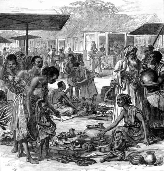 Framed Print : Market place at Kumasi, 1873 Framed Print : Market place at Kumasi, 1873