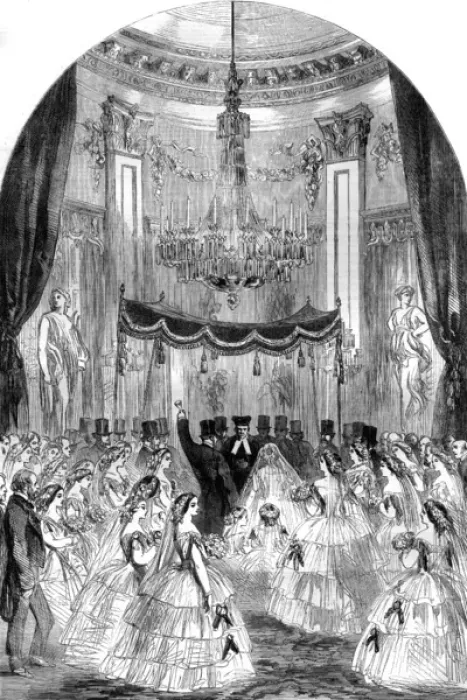 Framed Print : Marriage ceremony of Rothschilds, 1857 Framed Print : Marriage ceremony of Rothschilds, 1857