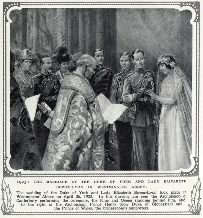 Framed Print : Marriage of Duke of York and Lady Elizabeth Bowes-Lyon 1923 Framed Print : Marriage of Duke of York and Lady Elizabeth Bowes-Lyon 1923