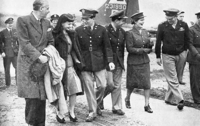 Framed Print : Mary Churchill christens a new bomber, 1944 Framed Print : Mary Churchill christens a new bomber, 1944