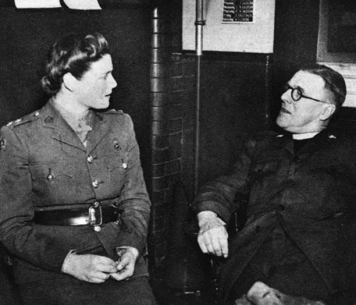 Framed Print : Mary Churchill visits the Church Army H. Q 1944
