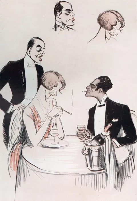 Framed Print : Maurice & Leonora Hughes at Biarritz by Sem Framed Print : Maurice & Leonora Hughes at Biarritz by Sem